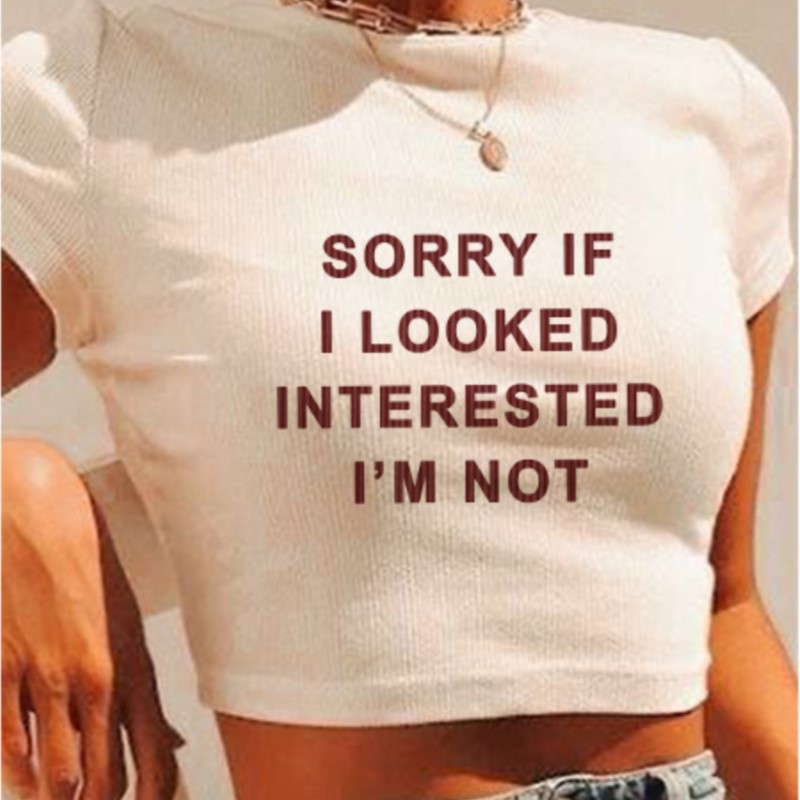 Vintage Fashion Club - Y2k kırpma üst yaz mektup baskı