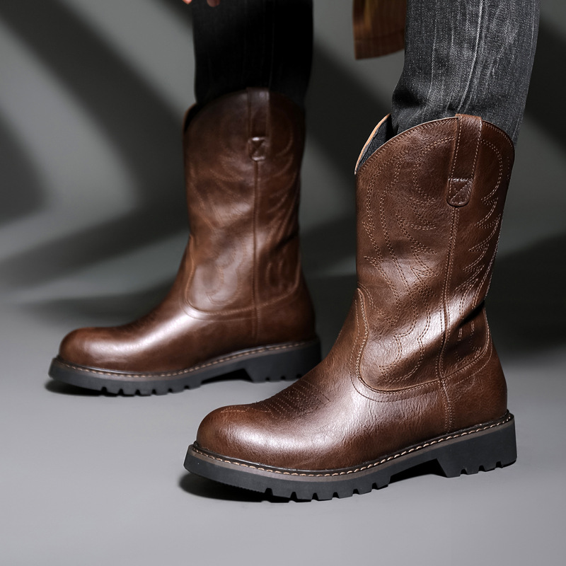Vintage Fashion De - Moda Erkek Kovboy Çizmeleri Yeni Nakış