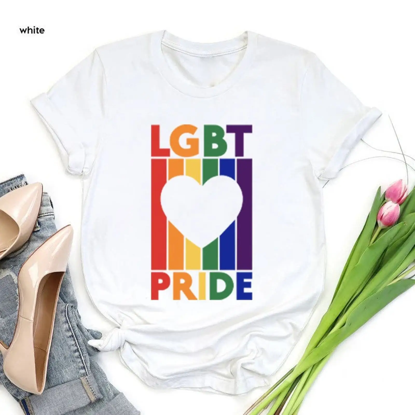 Vintage Fashion Outfits Men - LGBT Pride Tişörtü Bayrak Kıyafeti Aşk