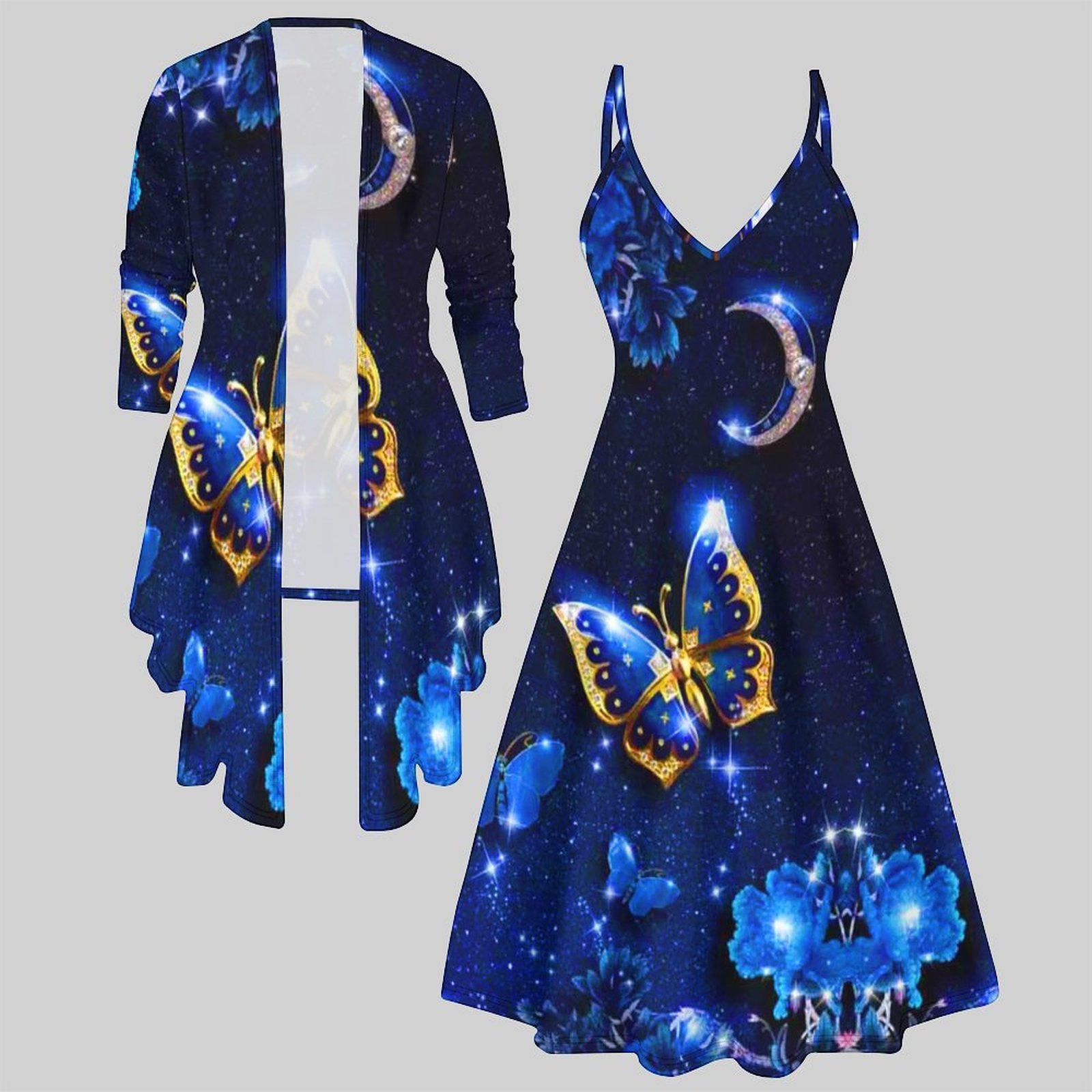 Vintage Fashion Wear - Vintage Baskılı İki Parçalı Eşleşen Takım