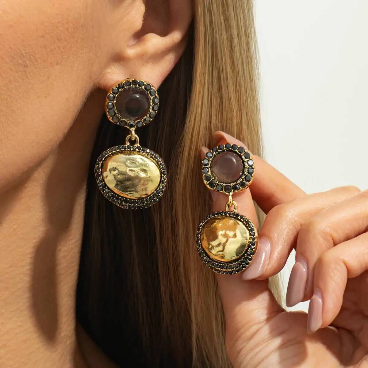 Z Vintage Fashion - IngeSight.Z Yeni Trendy Geometrik Oval Damla