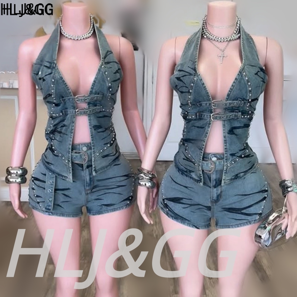 Vintage Fashion Club - HLJ&GG Mavi Vintage Denim Oyuklu İki