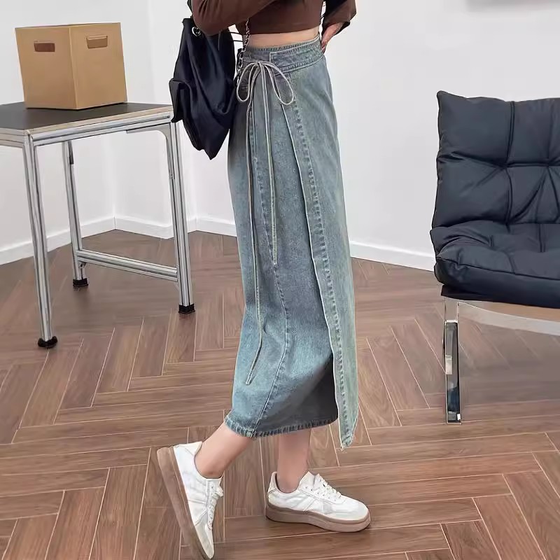 Kadınlar için Zarif Yüksek Bel - Denim Skirt Midi Vintage incelemesi ve fiyatı