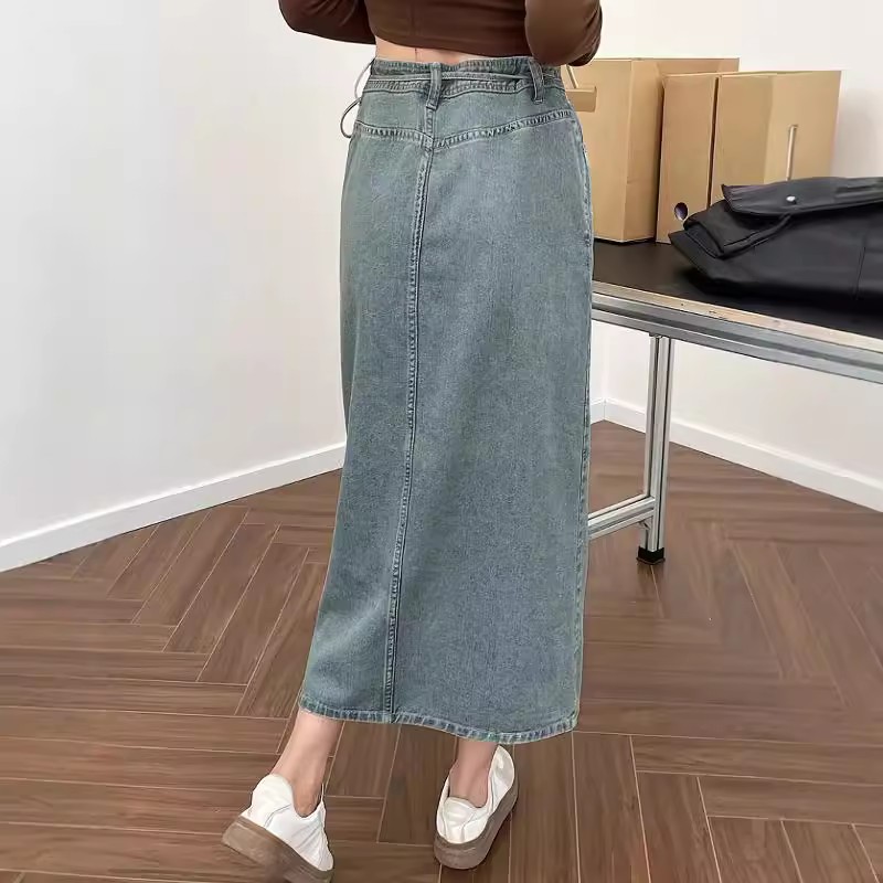 Kadınlar için Zarif Yüksek Bel - Denim Skirt Midi Vintage incelemesi ve fiyatı