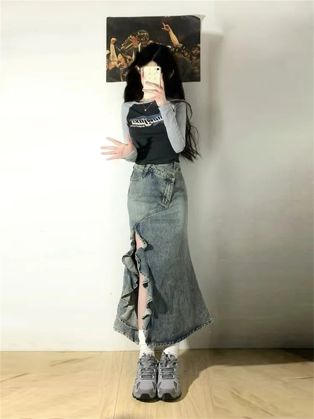 İlkbahar Yaz Kore Retro Kadın  - Denim Skirt Midi Vintage incelemesi ve fiyatı