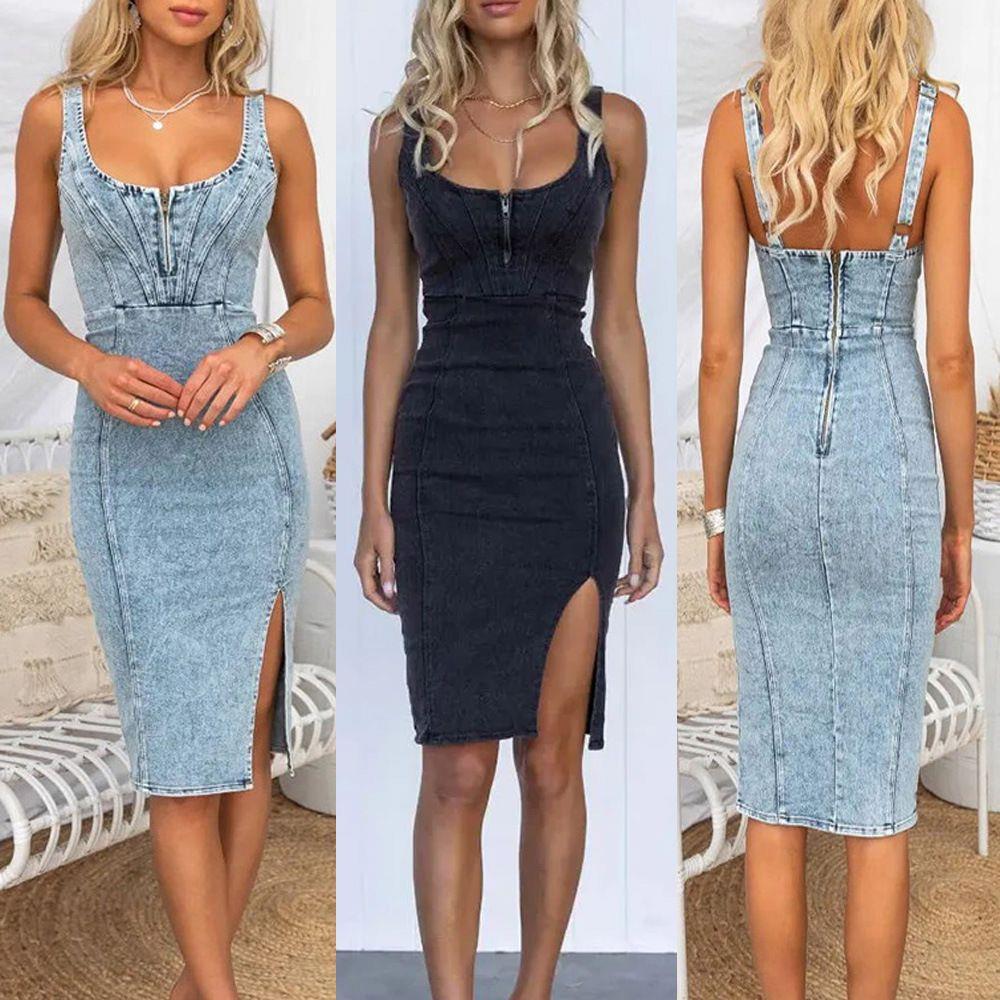 2023 Vintage U Yaka Straplez K - Denim Skirt Midi Vintage incelemesi ve fiyatı