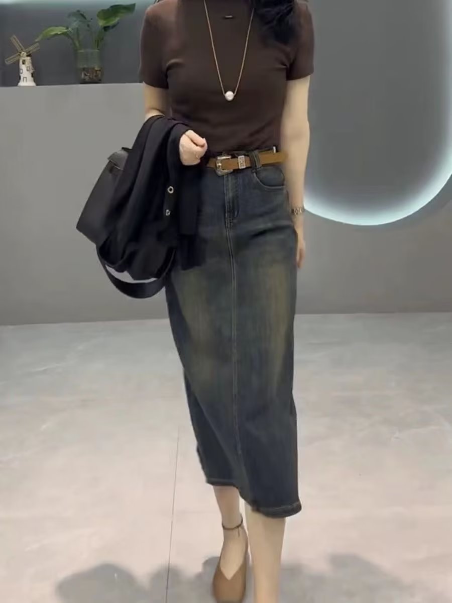 Yüksek Bel A Kesim Midi Kot Et - Denim Skirt Midi Vintage incelemesi ve fiyatı