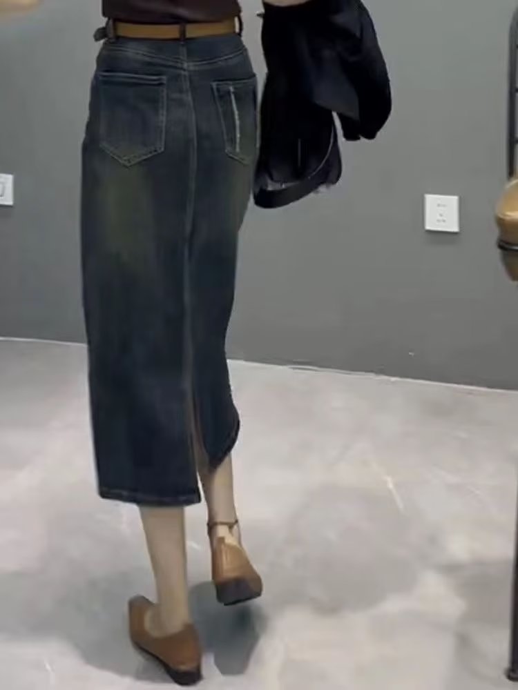 Yüksek Bel A Kesim Midi Kot Et - Denim Skirt Midi Vintage incelemesi ve fiyatı
