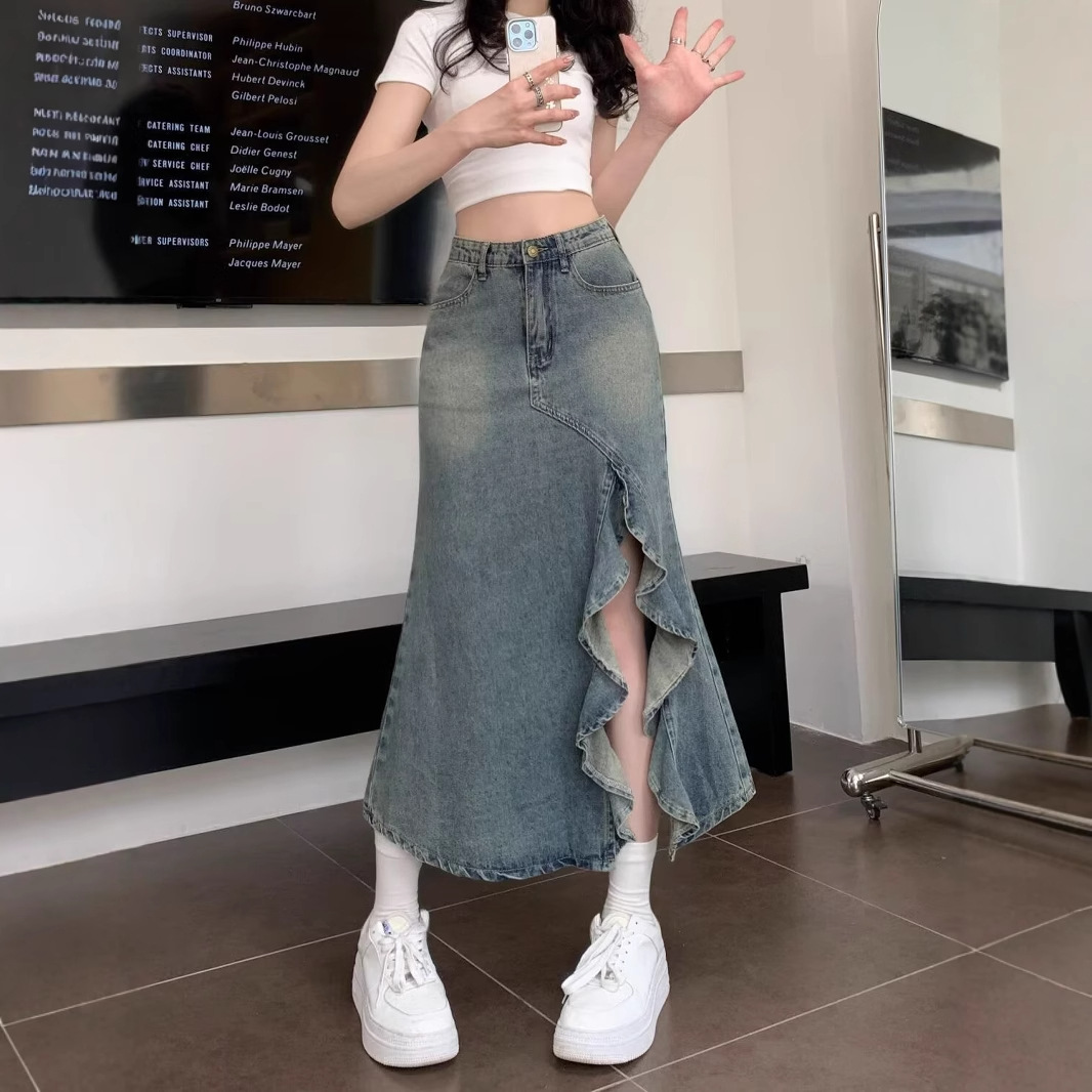 Kore Yüksek Bel Vintage Mavi K - Denim Skirt Midi Vintage incelemesi ve fiyatı